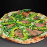 Pizza NORUEGA, Nata fresca, mozzarella, salmon fresco, aceitunas